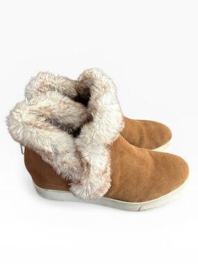 J/Slides Sean Brown Furlined Waterproof Suede Booties Size 10